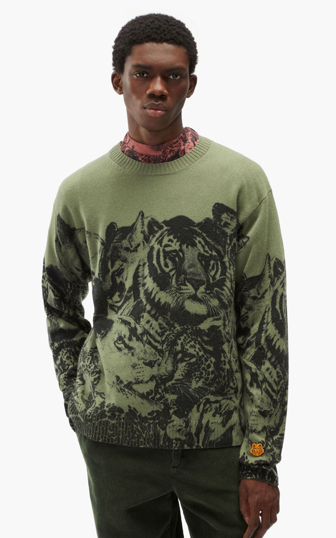 Pull Kenzo Homme Wildtigers loose wool Vert Clair LVCZJ-5326